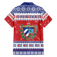 Personalized Cuba Christmas Family Matching Short Sleeve Bodycon Dress and Hawaiian Shirt Coat Of Arms Xmas Vibe - Wonder Print Shop