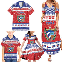 Personalized Cuba Christmas Family Matching Summer Maxi Dress and Hawaiian Shirt Coat Of Arms Xmas Vibe - Wonder Print Shop