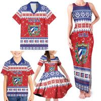 Personalized Cuba Christmas Family Matching Tank Maxi Dress and Hawaiian Shirt Coat Of Arms Xmas Vibe - Wonder Print Shop