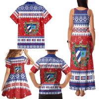 Personalized Cuba Christmas Family Matching Tank Maxi Dress and Hawaiian Shirt Coat Of Arms Xmas Vibe - Wonder Print Shop