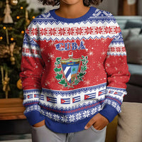 Personalized Cuba Christmas Kid Ugly Christmas Sweater Coat Of Arms Xmas Vibe - Wonder Print Shop