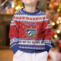 Personalized Cuba Christmas Kid Ugly Christmas Sweater Coat Of Arms Xmas Vibe - Wonder Print Shop