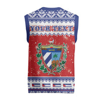 Personalized Cuba Christmas Knitted V-Neck Vest Coat Of Arms Xmas Vibe - Wonder Print Shop