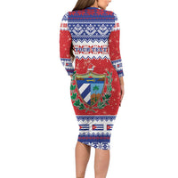 Personalized Cuba Christmas Long Sleeve Bodycon Dress Coat Of Arms Xmas Vibe - Wonder Print Shop