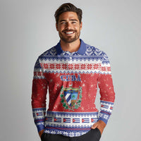Personalized Cuba Christmas Long Sleeve Polo Shirt Coat Of Arms Xmas Vibe - Wonder Print Shop