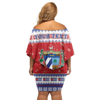 Personalized Cuba Christmas Off Shoulder Short Dress Coat Of Arms Xmas Vibe - Wonder Print Shop