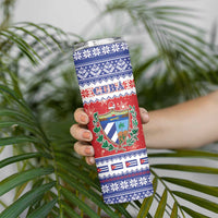 Personalized Cuba Christmas Skinny Tumbler Coat Of Arms Xmas Vibe - Wonder Print Shop