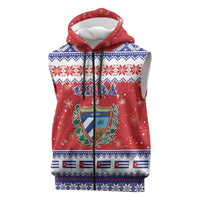 Personalized Cuba Christmas Sleeveless Zip Hoodie Coat Of Arms Xmas Vibe - Wonder Print Shop