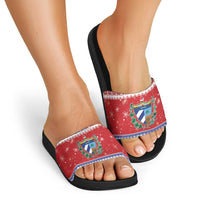 Cuba Christmas Slide Sandals Coat Of Arms Xmas Vibe - Wonder Print Shop