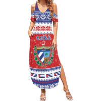 Personalized Cuba Christmas Summer Maxi Dress Coat Of Arms Xmas Vibe - Wonder Print Shop