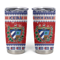 Personalized Cuba Christmas Tumbler Cup Coat Of Arms Xmas Vibe - Wonder Print Shop