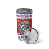 Personalized Cuba Christmas Tumbler Cup Coat Of Arms Xmas Vibe - Wonder Print Shop
