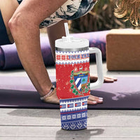 Personalized Cuba Christmas Tumbler With Handle Coat Of Arms Xmas Vibe - Wonder Print Shop