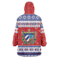 Personalized Cuba Christmas Wearable Blanket Hoodie Coat Of Arms Xmas Vibe - Wonder Print Shop