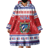Personalized Cuba Christmas Wearable Blanket Hoodie Coat Of Arms Xmas Vibe - Wonder Print Shop