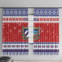 Cuba Christmas Window Curtain Coat Of Arms Xmas Vibe - Wonder Print Shop