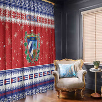 Cuba Christmas Window Curtain Coat Of Arms Xmas Vibe - Wonder Print Shop