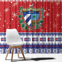 Cuba Christmas Window Curtain Coat Of Arms Xmas Vibe - Wonder Print Shop