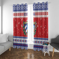 Cuba Christmas Window Curtain Coat Of Arms Xmas Vibe - Wonder Print Shop