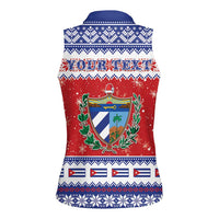 Personalized Cuba Christmas Women Sleeveless Polo Shirt Coat Of Arms Xmas Vibe - Wonder Print Shop