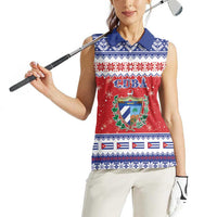 Personalized Cuba Christmas Women Sleeveless Polo Shirt Coat Of Arms Xmas Vibe - Wonder Print Shop