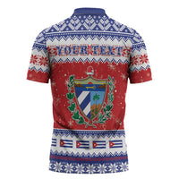 Personalized Cuba Christmas Zipper Polo Shirt Coat Of Arms Xmas Vibe - Wonder Print Shop