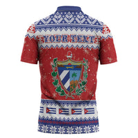Personalized Cuba Christmas Zipper Polo Shirt Coat Of Arms Xmas Vibe - Wonder Print Shop