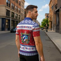 Personalized Cuba Christmas Zipper Polo Shirt Coat Of Arms Xmas Vibe - Wonder Print Shop