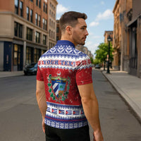 Personalized Cuba Christmas Zipper Polo Shirt Coat Of Arms Xmas Vibe - Wonder Print Shop