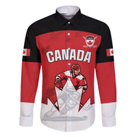 Custom Canada Hockey Family Matching Off The Shoulder Long Sleeve Dress and Hawaiian Shirt Maple Leaves Sporty Style