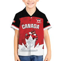 Custom Canada Hockey Family Matching Short Sleeve Bodycon Dress and Hawaiian Shirt Maple Leaves Sporty Style