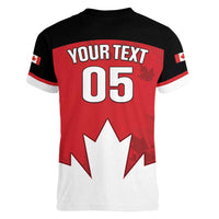 Custom Canada Hockey Women V-Neck T-Shirt Maple Leaves Sporty Style