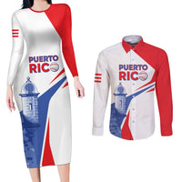 Puerto Rico Baseball Custom Couples Matching Long Sleeve Bodycon Dress and Long Sleeve Button Shirt El Morro Sporty Style