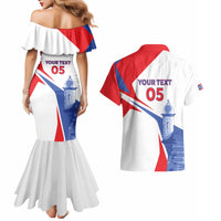 Puerto Rico Baseball Custom Couples Matching Mermaid Dress and Hawaiian Shirt El Morro Sporty Style