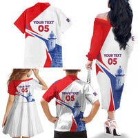 Puerto Rico Baseball Custom Family Matching Off The Shoulder Long Sleeve Dress and Hawaiian Shirt El Morro Sporty Style