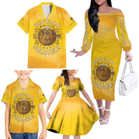 Honor Buffalo Soldiers Family Matching Off The Shoulder Long Sleeve Dress and Hawaiian Shirt African American Cavalry Yellow Version - Wonder Print Shop