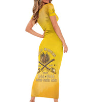 Honor Buffalo Soldiers Short Sleeve Bodycon Dress African American Cavalry Yellow Version - Wonder Print Shop