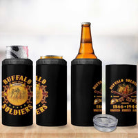 Honor Buffalo Soldiers 4 in 1 Can Cooler Tumbler African American Cavalry Black Version - Wonder Print Shop