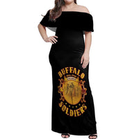 Honor Buffalo Soldiers Off Shoulder Maxi Dress African American Cavalry Black Version - Wonder Print Shop