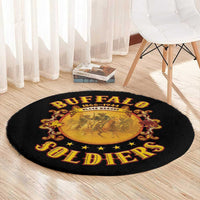 Honor Buffalo Soldiers Round Carpet African American Cavalry Black Version - Wonder Print Shop