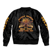Honor Buffalo Soldiers Sleeve Zip Bomber Jacket African American Cavalry Black Version - Wonder Print Shop