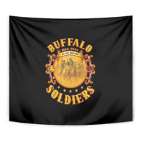 Honor Buffalo Soldiers Tapestry African American Cavalry Black Version - Wonder Print Shop