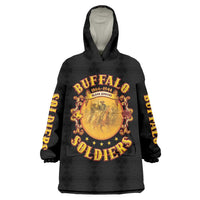 Honor Buffalo Soldiers Wearable Blanket Hoodie African American Cavalry Black Version - Wonder Print Shop