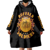 Honor Buffalo Soldiers Wearable Blanket Hoodie African American Cavalry Black Version - Wonder Print Shop
