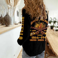 Honor Buffalo Soldiers Women Casual Shirt African American Cavalry Black Version - Wonder Print Shop