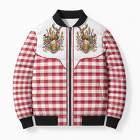 Oktoberfest Bomber Puffer Jacket Country Cowboy Style Red Version