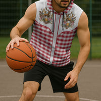 Oktoberfest Sleeveless Hoodie Country Cowboy Style Red Version