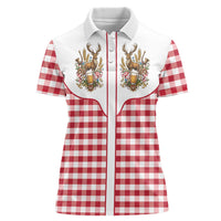 Oktoberfest Women Polo Shirt Country Cowboy Style Red Version