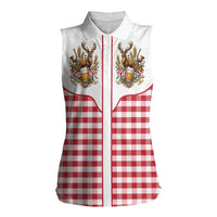 Oktoberfest Women Sleeveless Polo Shirt Country Cowboy Style Red Version