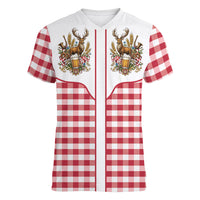 Oktoberfest Women V-Neck T-Shirt Country Cowboy Style Red Version